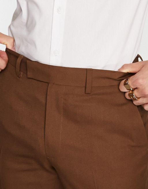 ASOS DESIGN skinny smart pants in chocolate brown