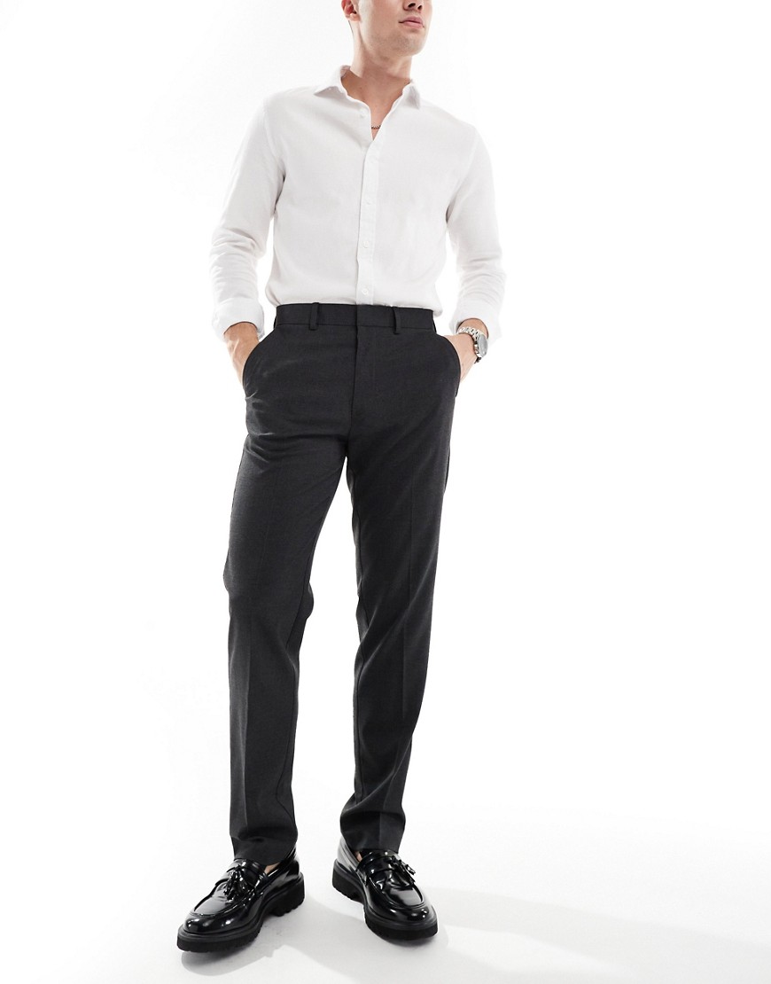 ASOS DESIGN slim smart trousers in charcoal-Grey