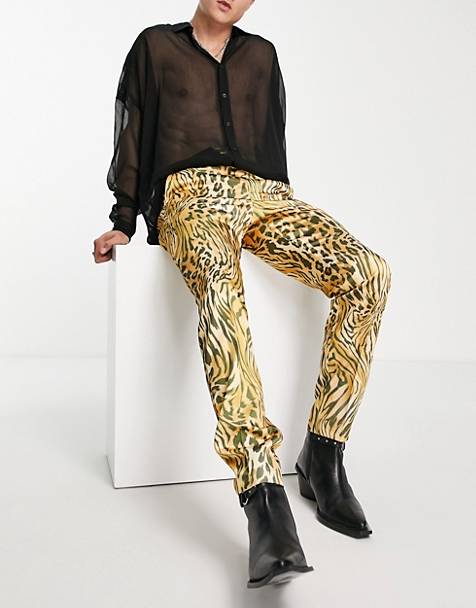 ASOS DESIGN slim smart trousers in leopard print