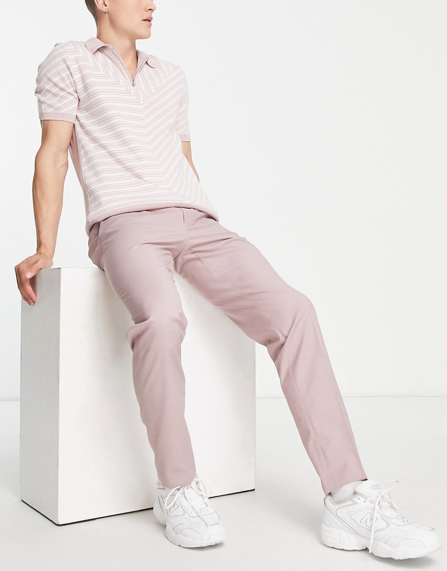 ASOS DESIGN slim smart trousers in muted pink