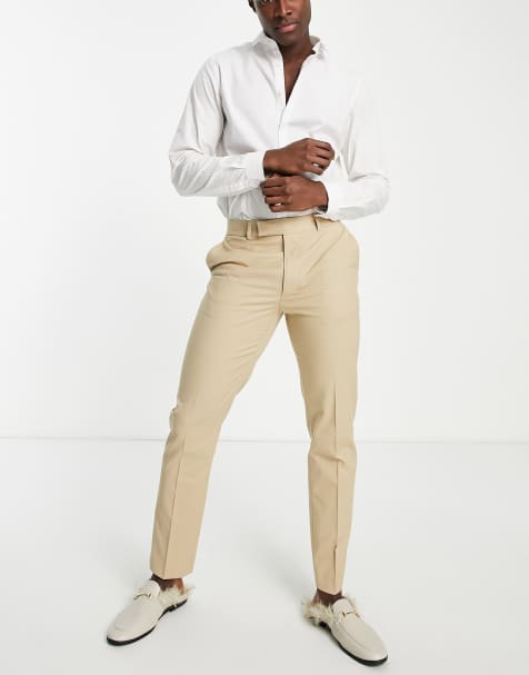 ASOS DESIGN slim smart trousers in stone - view 1