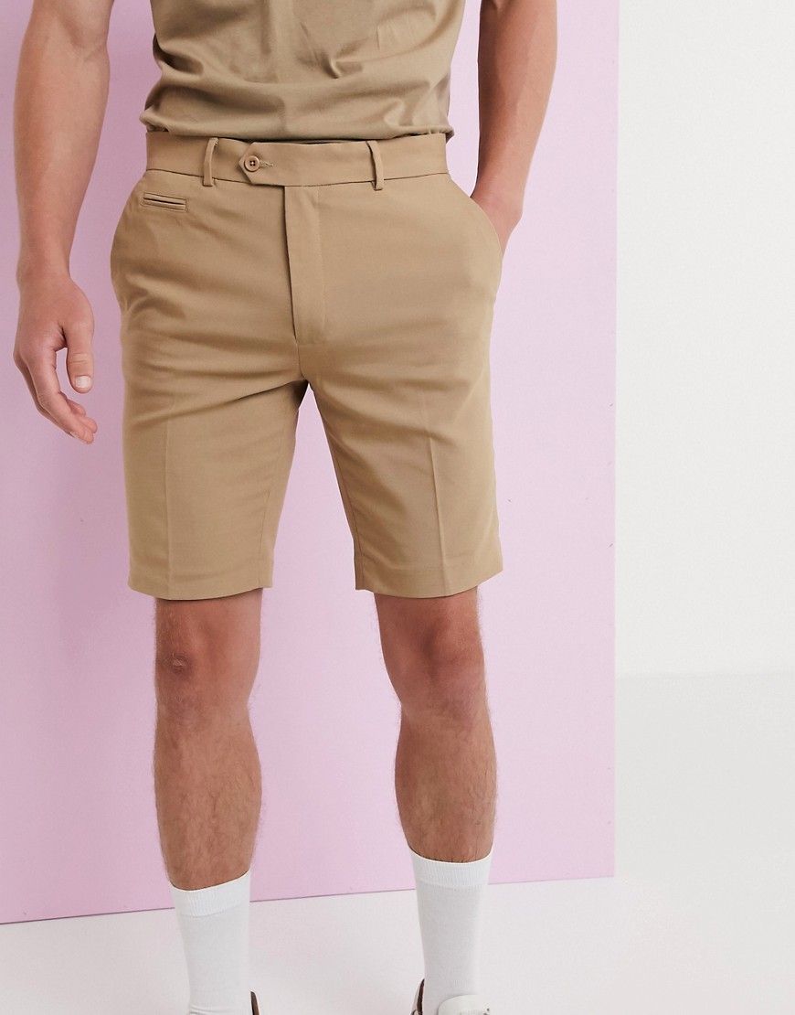 ASOS DESIGN slim smarte shorts i stenfarve-Stenfarvet