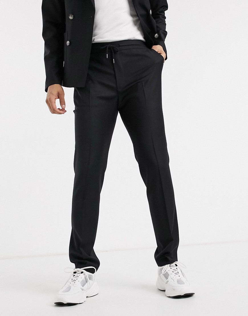 ASOS DESIGN slim soft tailored smart pants in black 100% wool