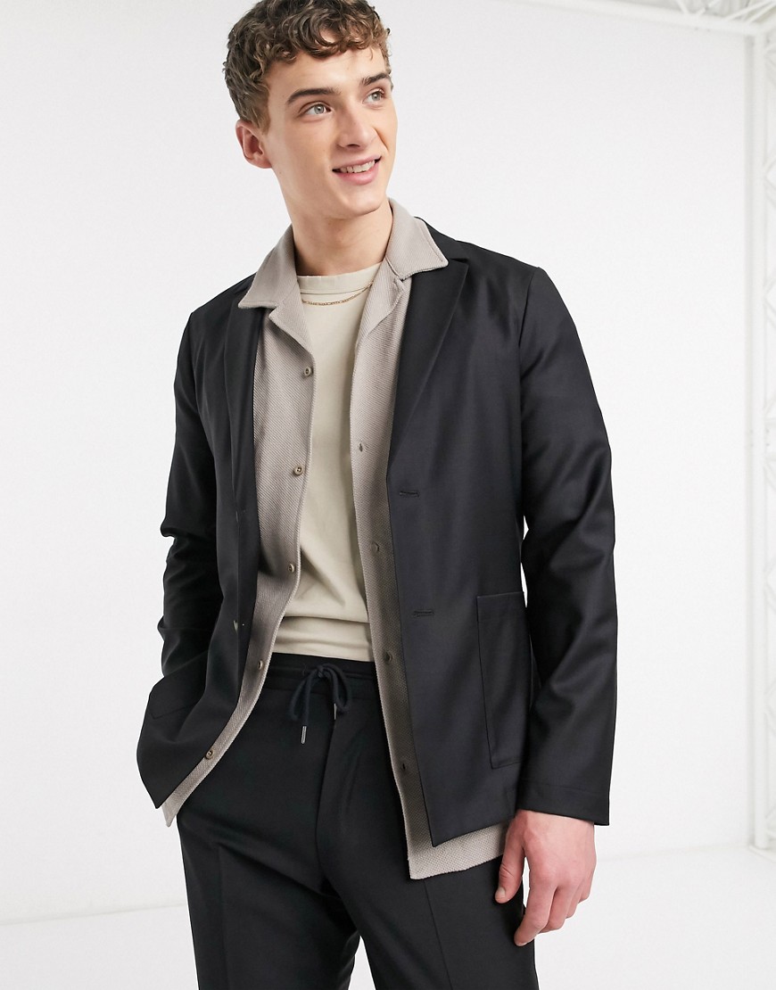 ASOS DESIGN slim soft tailored suit jacket in black 100% wool