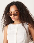 [ASOS DESIGN] ASOS DESIGN slim square sunglasses in light crystal brown No Size Crystal brown