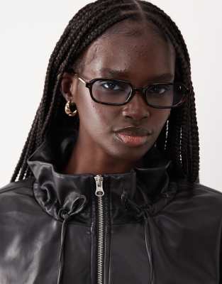 Asos Design Slim Square Sunglasses In Black