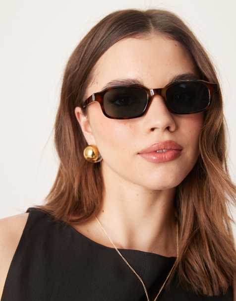 ASOS DESIGN slim square sunglasses in tort - view 1