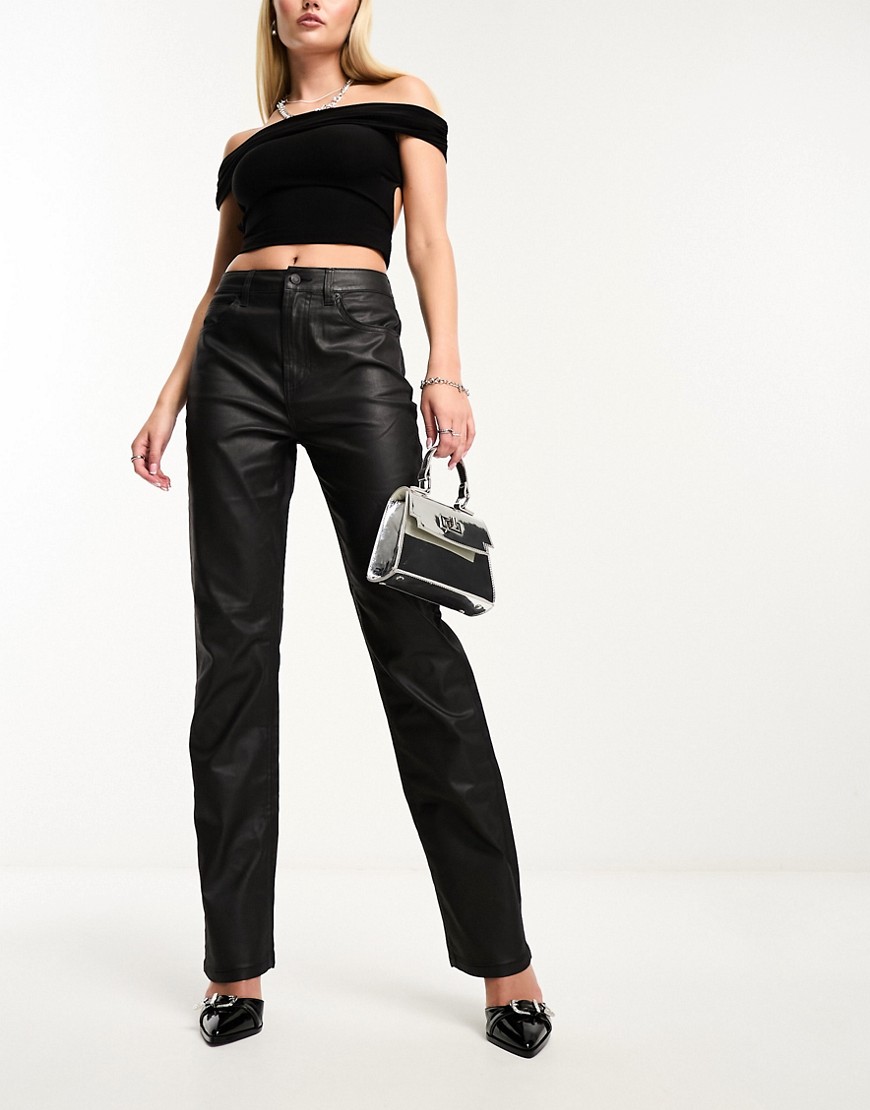 ASOS DESIGN slim straight jean in coated black