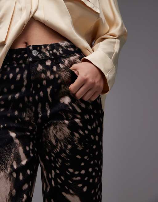 ASOS DESIGN slim straight leg jean in animal print, 2 of 5