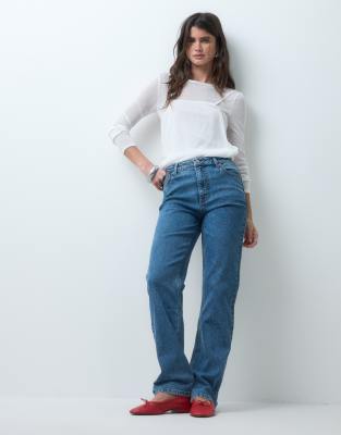 Asos Design Slim Straight Leg Jeans In Blue