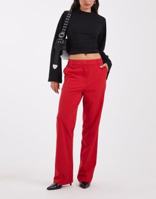 Asos Design Slim Straight Pants In Animal Print