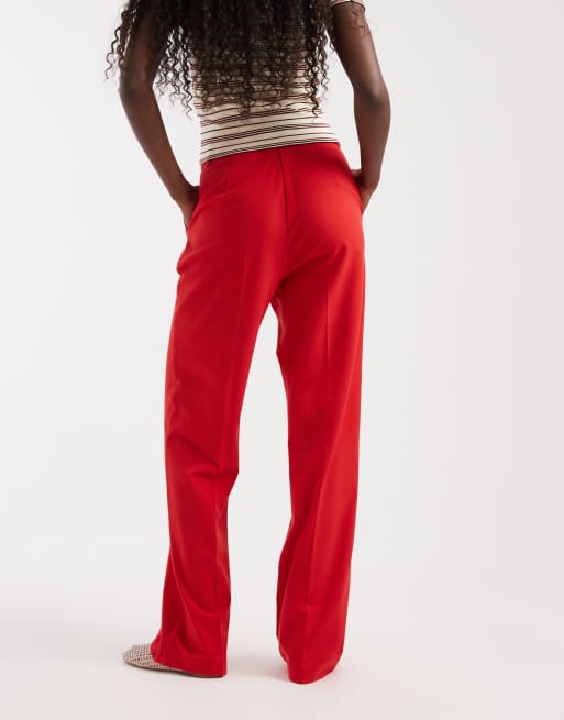 ASOS DESIGN slim straight pants in bright red, 2 of 5