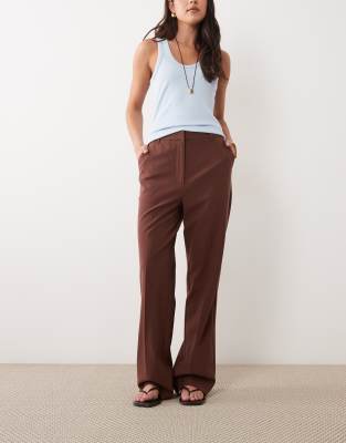 Asos Design Slim Straight Pants In Brown