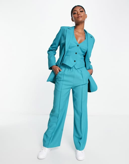 ASOS DESIGN slim straight suit blazer in peacock