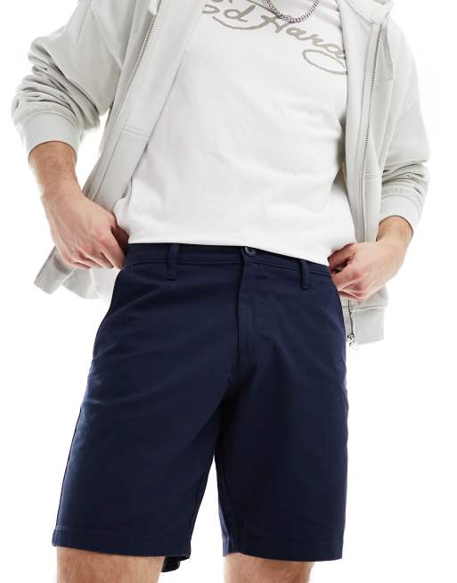 ASOS DESIGN slim stretch chino shorts in navy