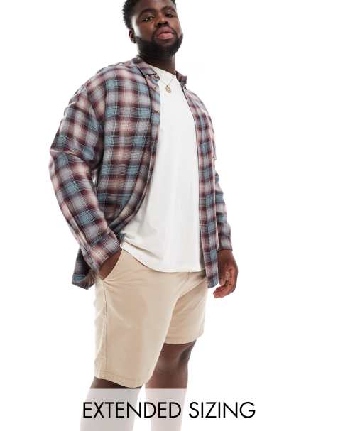 ASOS DESIGN slim stretch chino shorts in stone - view 1