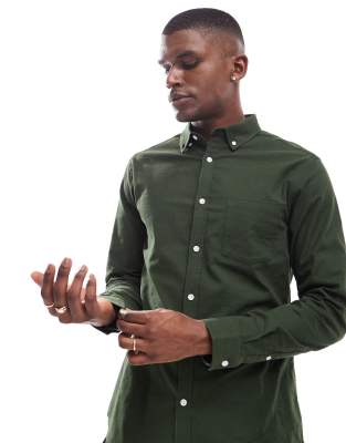 ASOS DESIGN ASOS DESIGN slim stretch oxford shirt in green