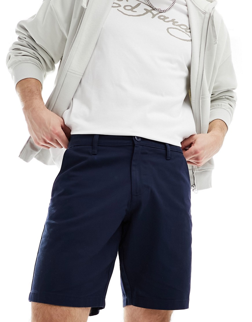 ASOS DESIGN slim stretch regular length chino shorts in navy-Blue