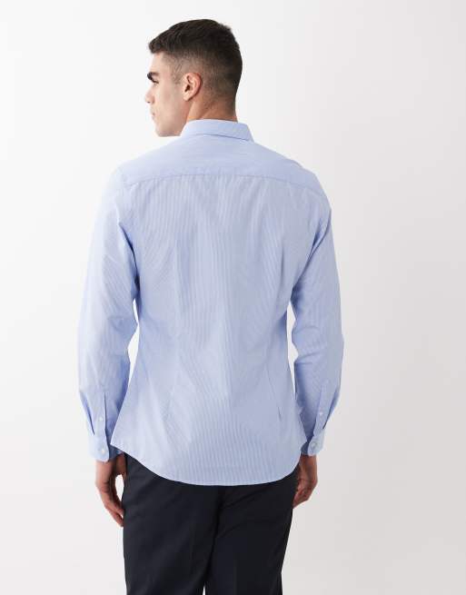 ASOS DESIGN slim stripe shirt in blue, 2 of 5