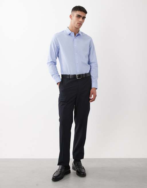 ASOS DESIGN slim stripe shirt in blue, 4 of 5