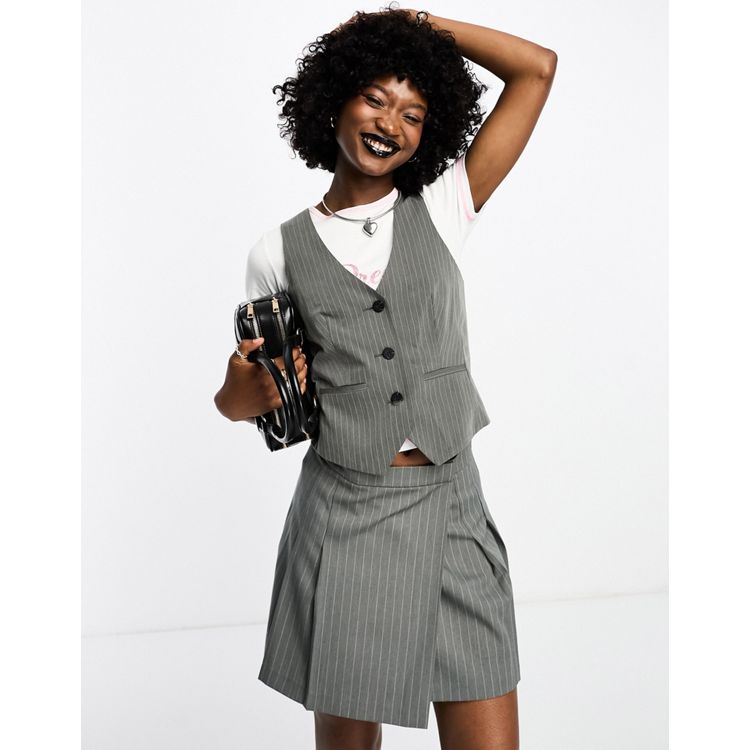 ASOS DESIGN slim striped waistcoat in grey | ASOS