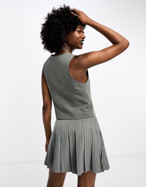 ASOS DESIGN slim striped waistcoat in grey | ASOS