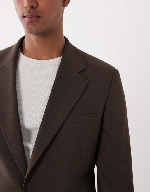 ASOS DESIGN slim suit blazer in brown marl, 3 of 5
