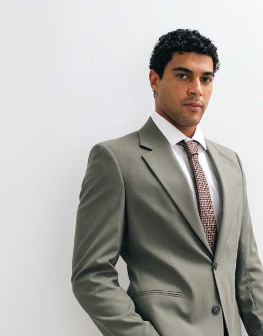 ASOS DESIGN slim suit blazer in olive green, 3 of 5