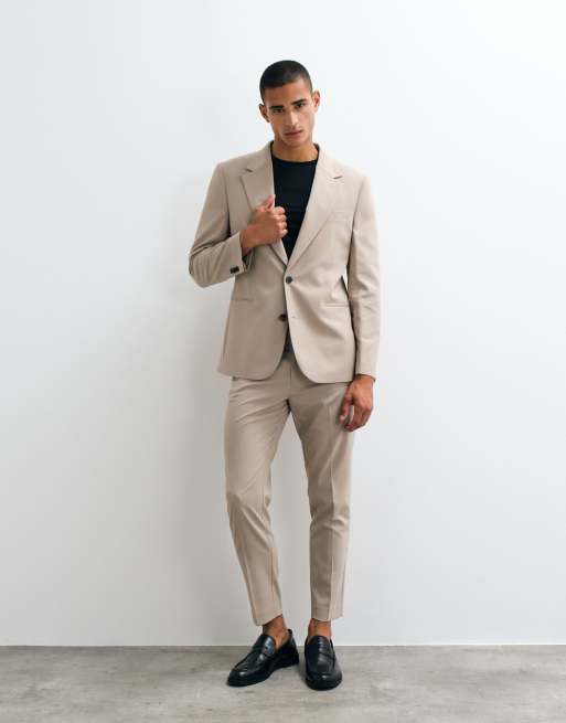 ASOS DESIGN slim suit blazer in stone, 3 of 5