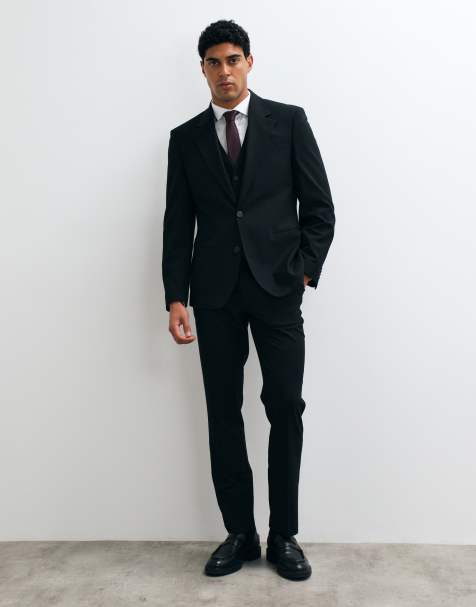 ASOS DESIGN slim suit blazer & tapered suit pants set in black - view 1