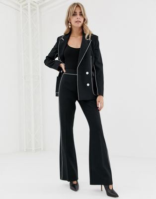 ASOS DESIGN slim suit flare with contrast piping | ASOS