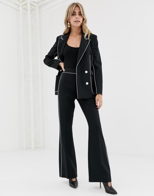 ASOS DESIGN slim suit flare with contrast piping | ASOS