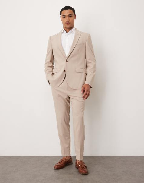ASOS DESIGN slim suit in beige - view 1