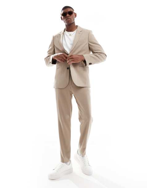ASOS DESIGN slim suit in brown twill - view 1