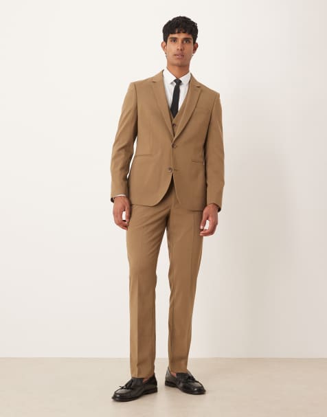 ASOS DESIGN slim suit in brown - view 1