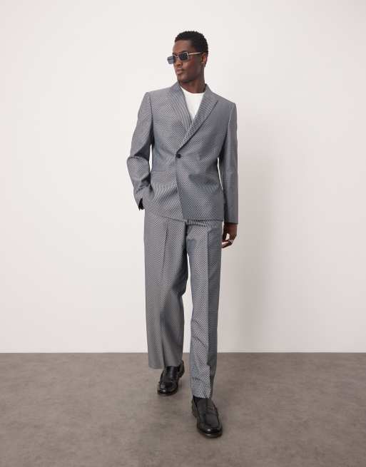 ASOS DESIGN slim suit in gray checkerboard weave