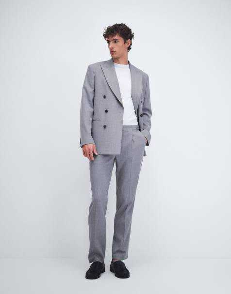ASOS DESIGN slim suit in light blue wool blend tweed - view 1