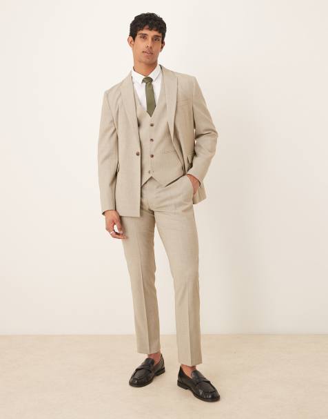 ASOS DESIGN slim suit in light grey melange texture - view 1