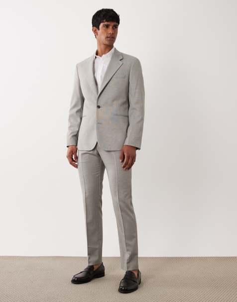ASOS DESIGN slim suit in light grey washable wool blend - view 1