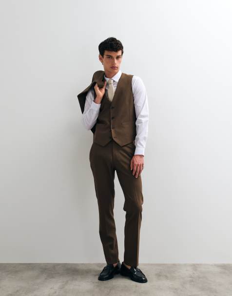 ASOS DESIGN slim suit in mid brown - view 1