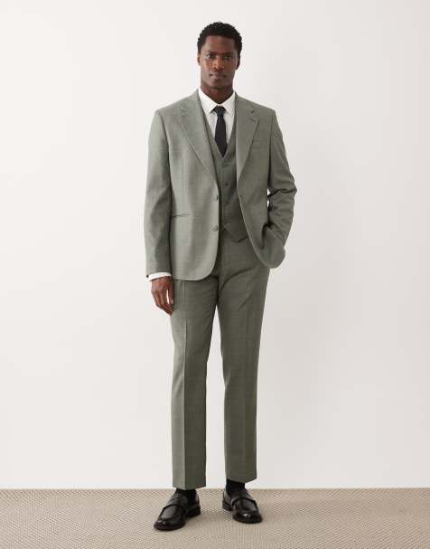 ASOS DESIGN slim suit in mid green washable wool blend - view 1