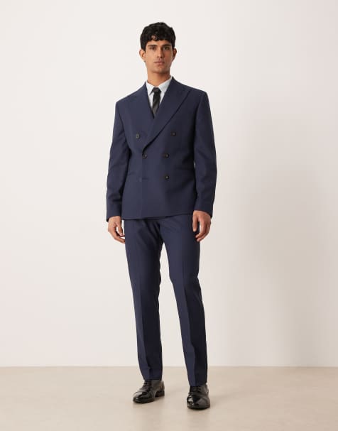 ASOS DESIGN slim suit in navy texture - view 1