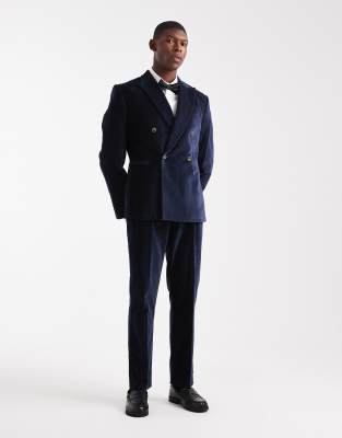 asos ASOS DESIGN slim suit In navy velvet
