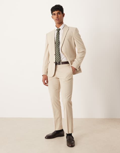 ASOS DESIGN slim suit in stone flannel - view 1