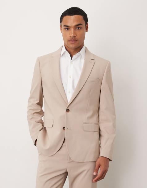 ASOS DESIGN slim suit jacket in beige - view 1