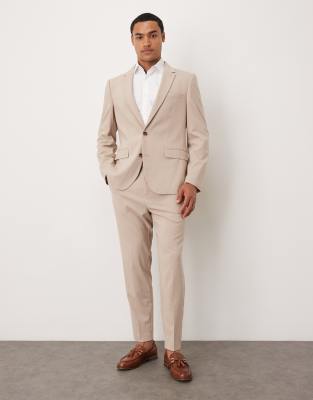 Asos Design Slim Suit Jacket In Neutral