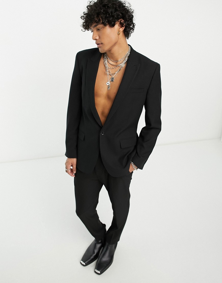 ASOS DESIGN slim suit jacket in black glitter