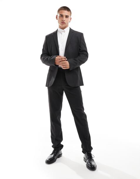 ASOS DESIGN slim suit jacket in black pindot - view 1