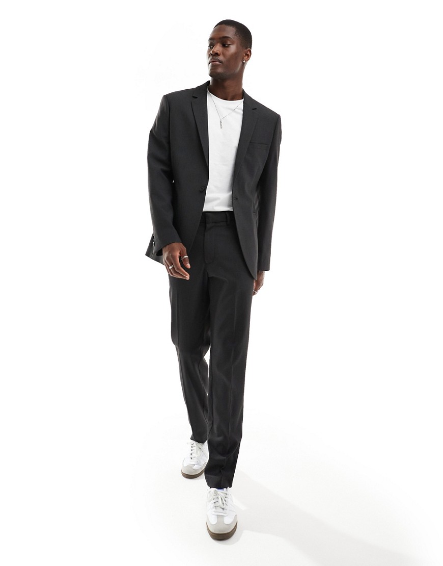 ASOS DESIGN slim suit jacket in black pindot