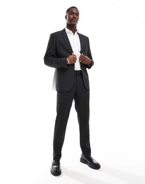 ASOS DESIGN slim suit jacket in black pindot - view 1